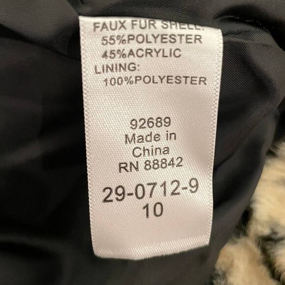 Ellos Faux Fur Animal Print Jacket In Leopard Tan Black Size 10 New - Picture 10 of 11
